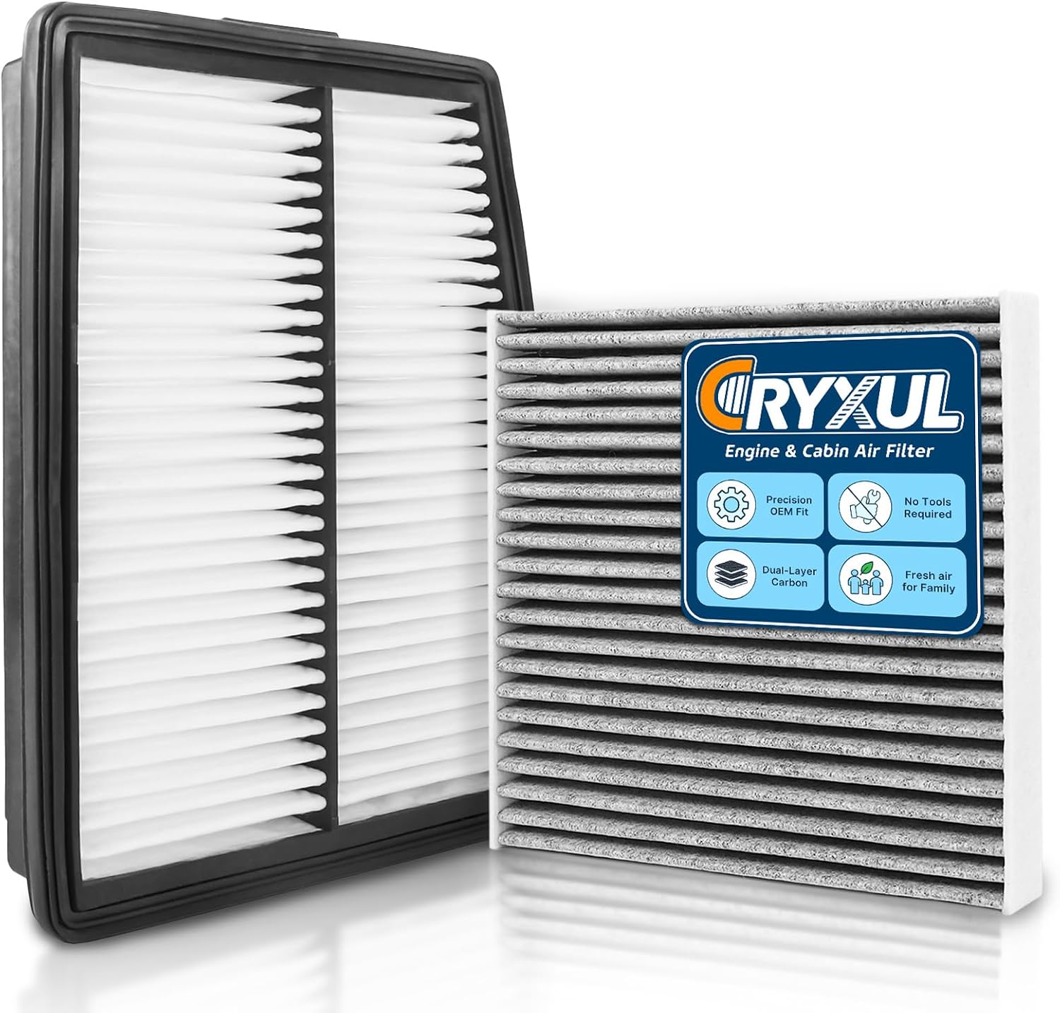 Cabin Engine Air Filter Kit Fits 2021-2023 Santa Fe, 2020-2023 Sonata, 2022-2023 Tucson, 2021-2025 Sorento, 2023-2025 Sportage, Replacement for CA12817 CF12820 (Only for Hybrid)