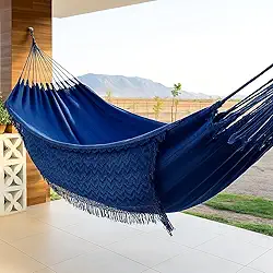 Rede de Descanso Jeans 100% Algodão 4,00x1,50m – Conforto, Qualidade e Durabilidade Dormir (Azul)