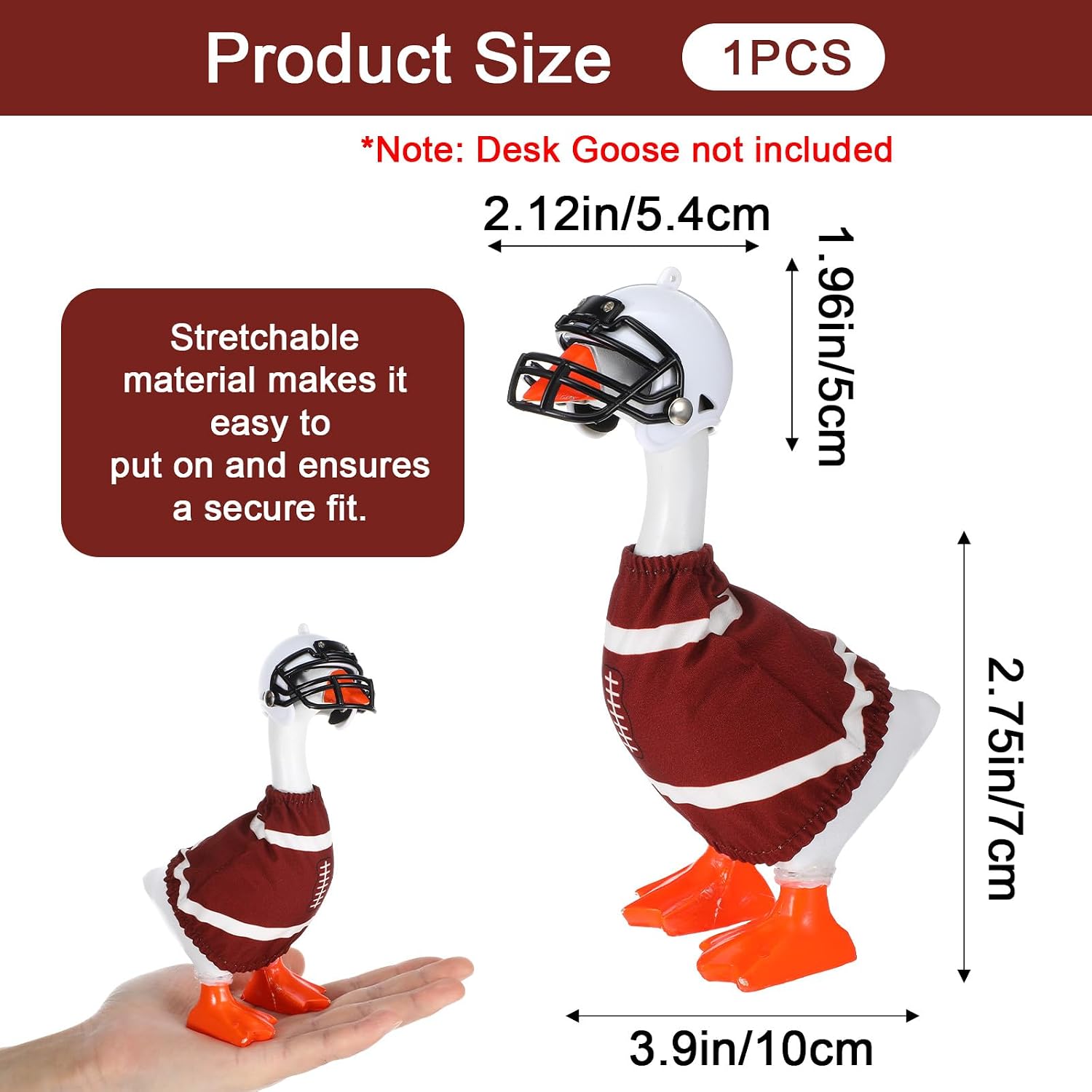 7 Inch Mini Desk Goose Outfits, Football Tabletop Goose Rugby Clothes & Helmet Desk Costumes Accessories Magnetic Geese Statue Key Holder Clothes for Table Decoration image 2