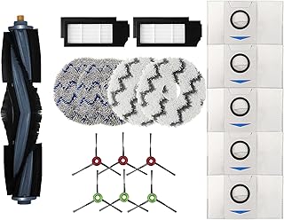 Compatible with Ecovacs Deebot X1 Omni,X1 TURBO,X1 Plus Robotic Vacuum Cleaners Replacement Part Kit-1 main brush, 5 dust bags, 4 mop cloth pads, 2 HEPA filters, 6 side brushes
