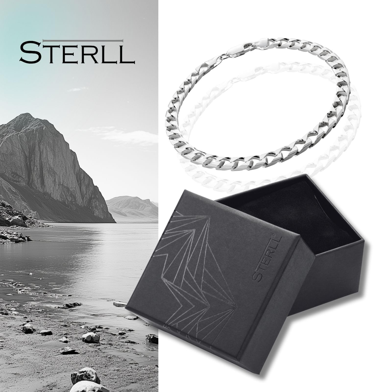 Bracciale Maschile In Argento 925 Massiccio Con Chiusura A Moschettone