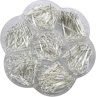 Chenkou Craft 700pcs Assorted of 7 Sizes Mix Eye Pins for Jewelry Making (Silver, Mix)