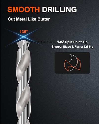 Miniatura 3 de COMOWARE Juego de brocas para metal, 19 brocas de vástago recto M2 HSS para acero inoxidable, hierro fundido, plástico y madera