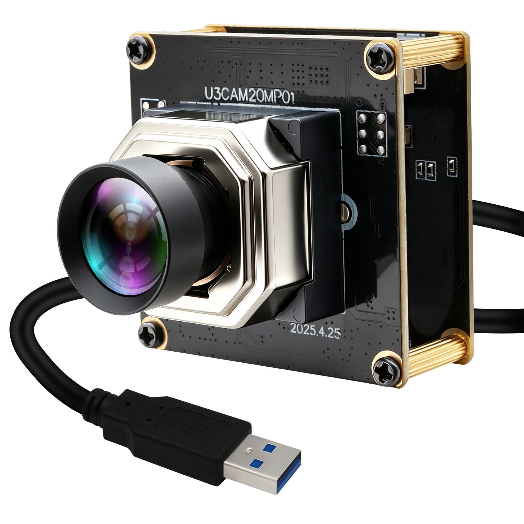 ELP Caméra USB 3.0 de type C ultra HD 20 mégapixels, haute résolution (5120 x 3840), Plug & Play, large compatibilité avec Windows, Linux, Mac, Jetson Nano et Industrial Vision