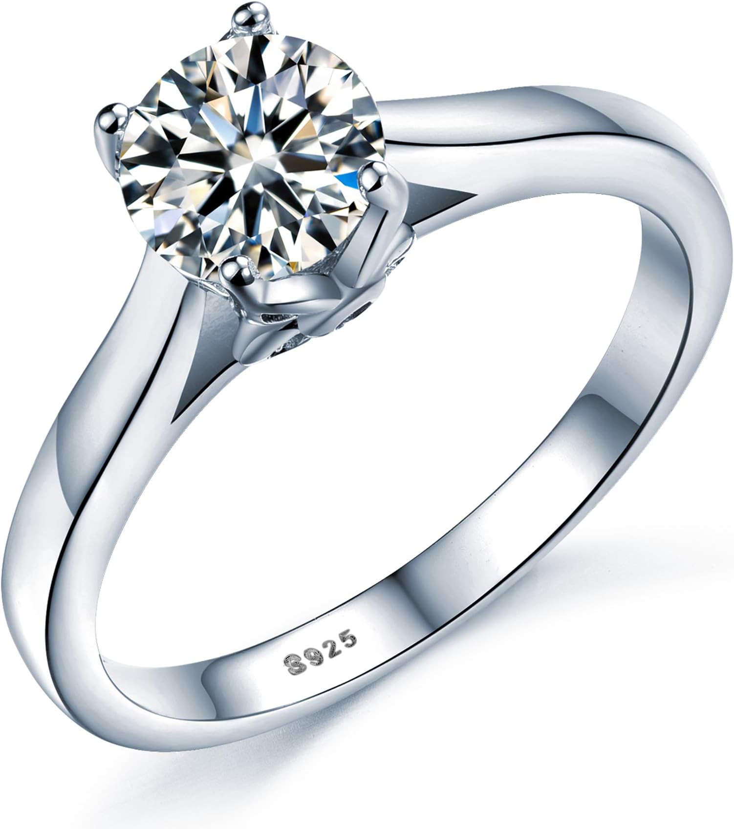 Sreema LondonSterling Silver Brilliant Solitaire Promise Eternity Engagement Rings for women