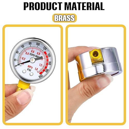 Miniatura 6 de Xuhal 4 Piezas Medidor de Presión de Aire 0-200 PSI - Conexión NPT Macho de 18'', Montaje Lateral Inferior, Medidor de Compresor de Aire con Esfera