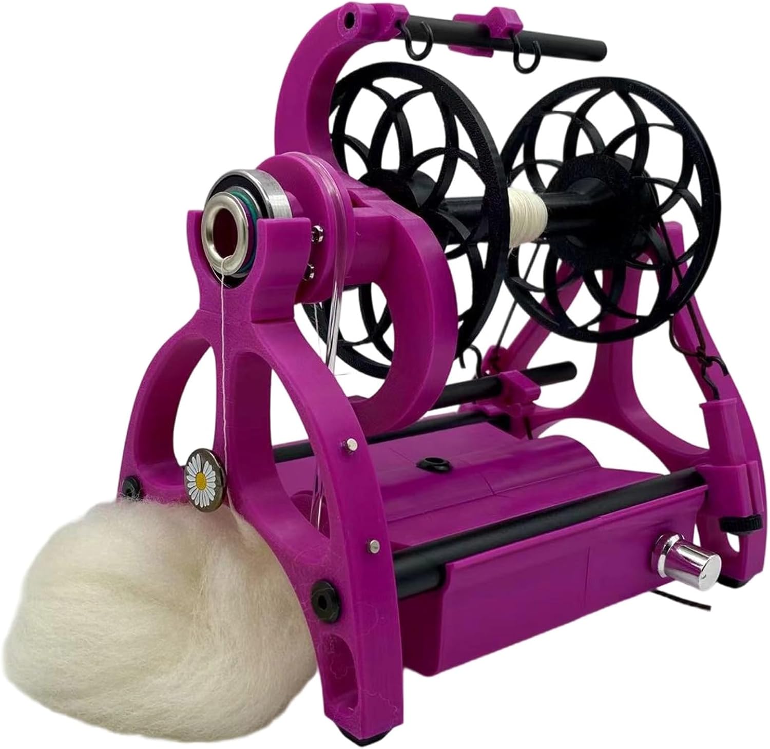 Electric Yarn Spinning Machine with 3 Bobbins, Small Yarn Winder, Adjustable Speed, Suitable for Fiber Wool, Fiber Twisting(Purple)