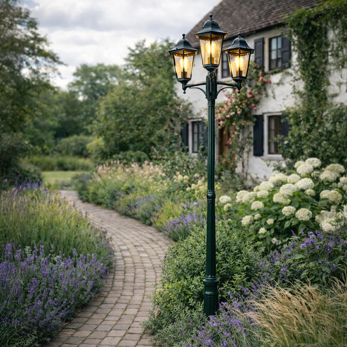 Qazqa Clásico/Antiguo Farol rústico para exterior verde oscuro 3 luces IP44 - New Orleans Aluminio/Vidrio Alargada Adecuado para LED Max. 3 x 60 Watt