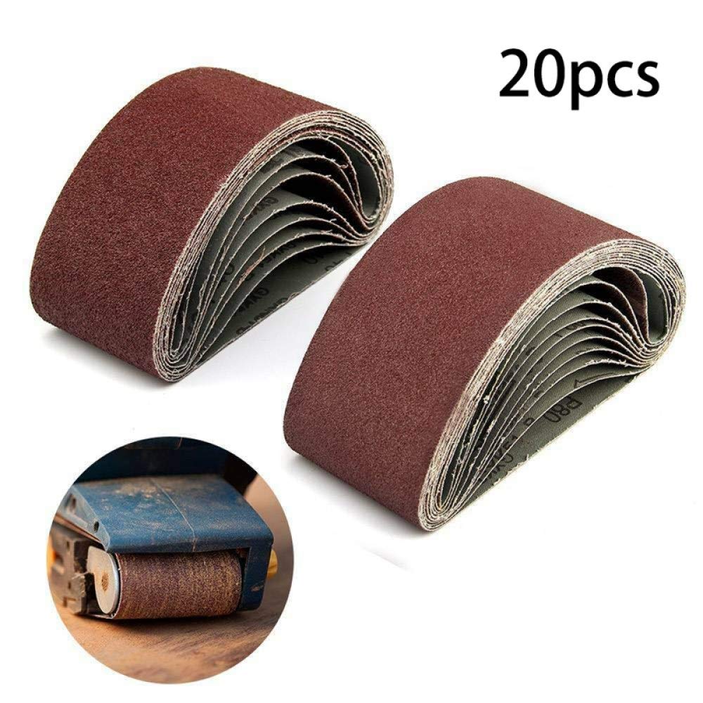 Zestaw taśm szlifierskich， 20 sztuk pasów ściernych 75 mm x 457 mm, tlenek glinu, taśma ścierna do szlifierki taśmowej, czerwonobrązowy