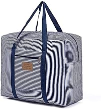 Women’s Foldable Striped Travel Duffel Bag | Lightweight Waterproof Shoulder Handbag for Girls | Large Capacity, Multipurpose Carry-On Luggage Bag for Clothes, Shoes and Essentials