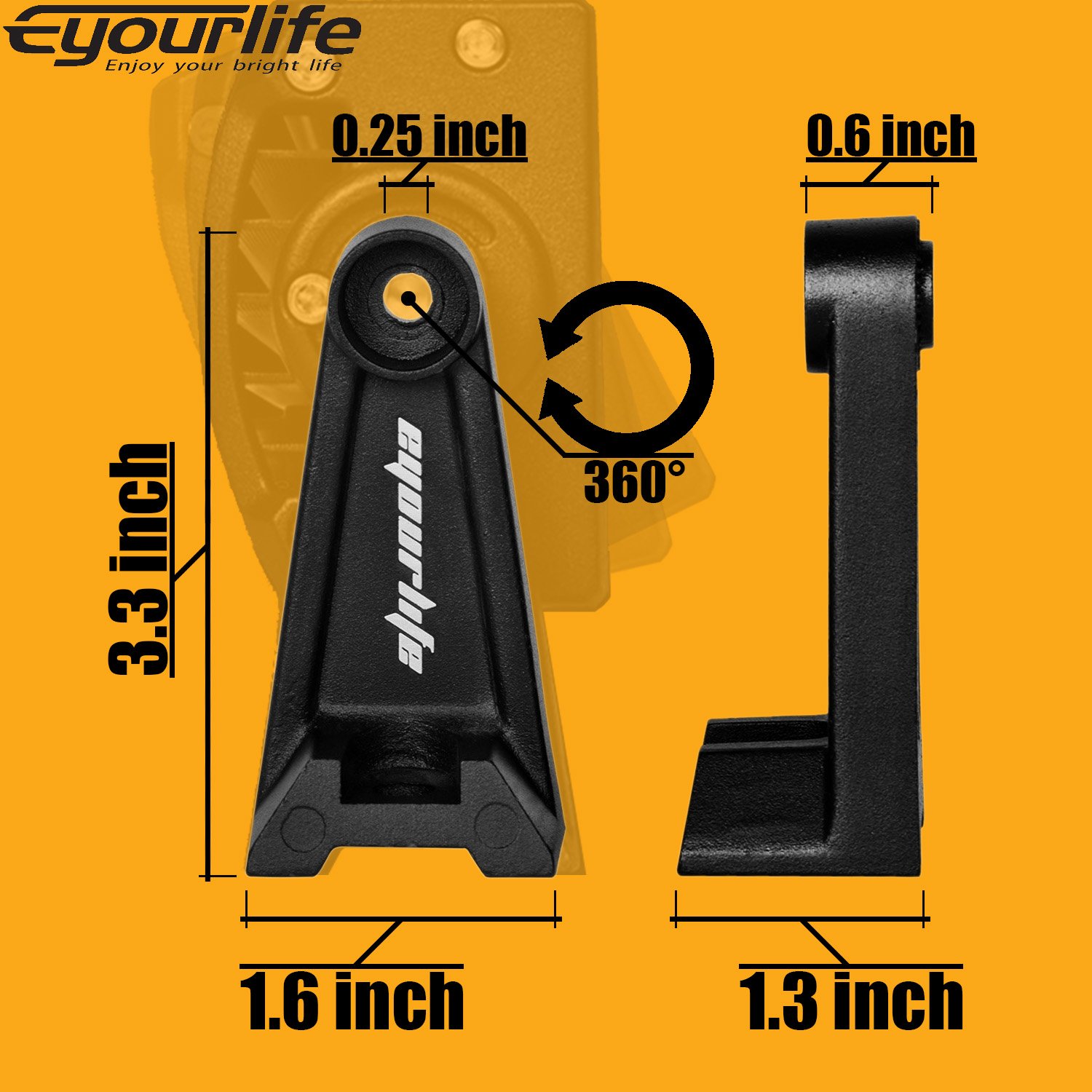 Eyourlife LED Light Bar Side Mounting Brackets with Rubber Pads