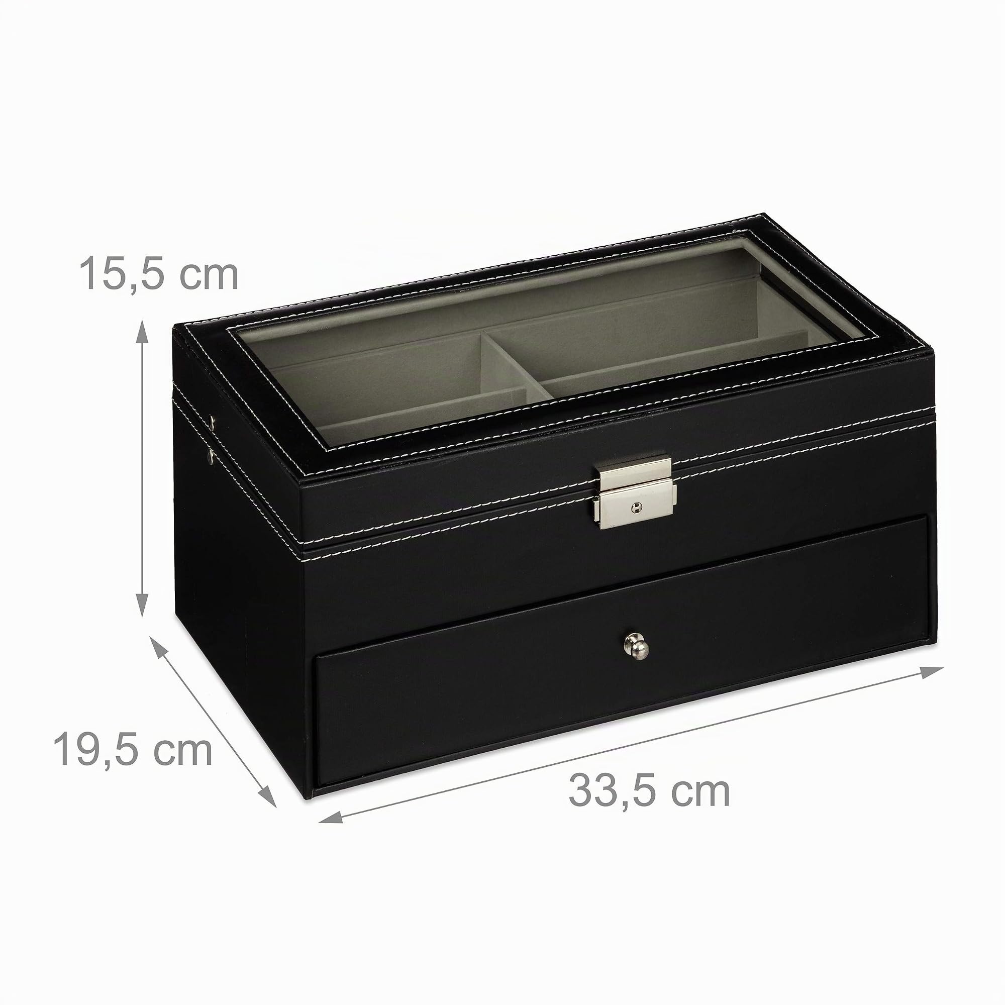 Relaxdays Caja para 12 gafas, estuche de almacenamiento para gafas de sol, caja de piel sintética