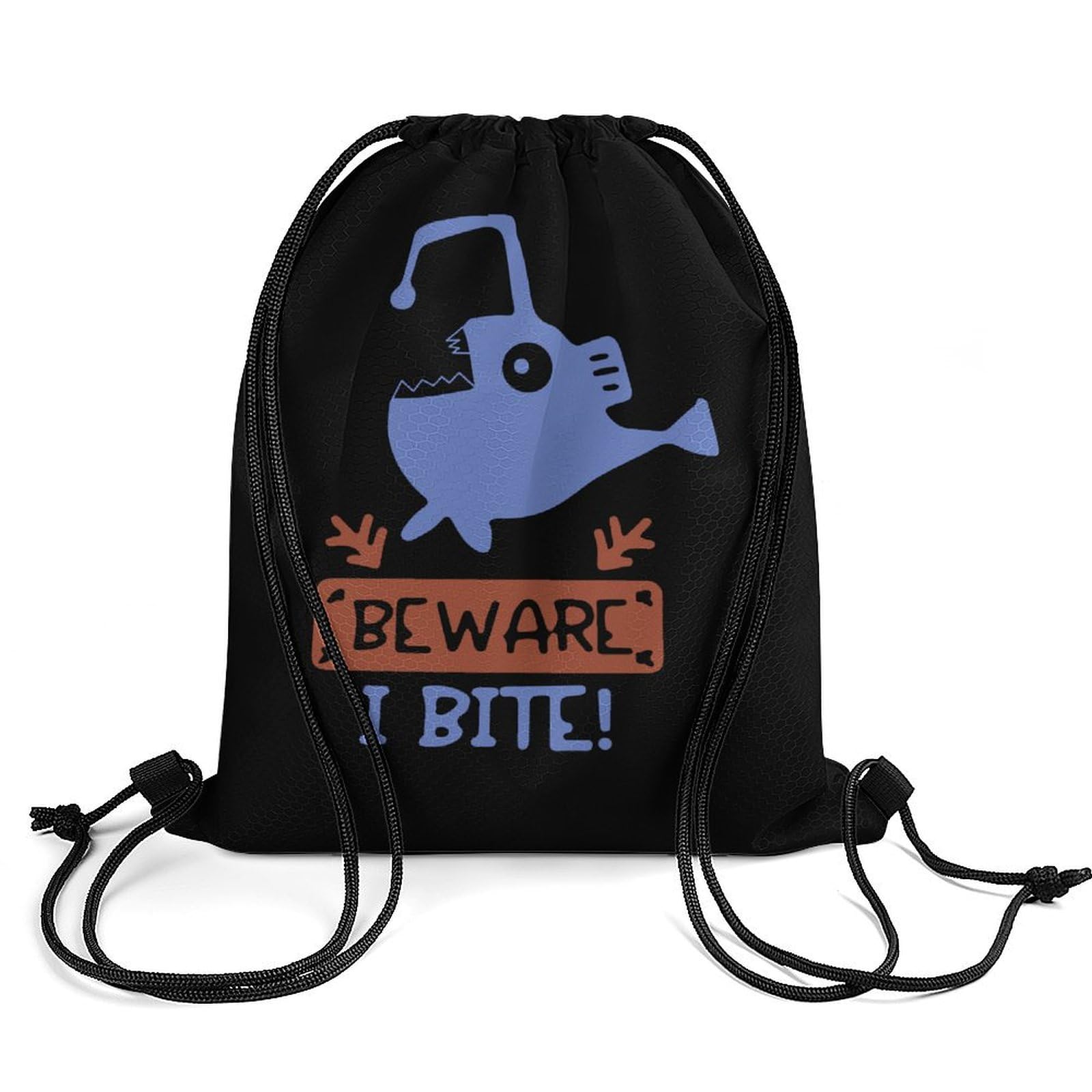 Beware I Bite Drawstring Backpack Durable Sport Gym Bags Daypack for Men Women 35 * 42cm