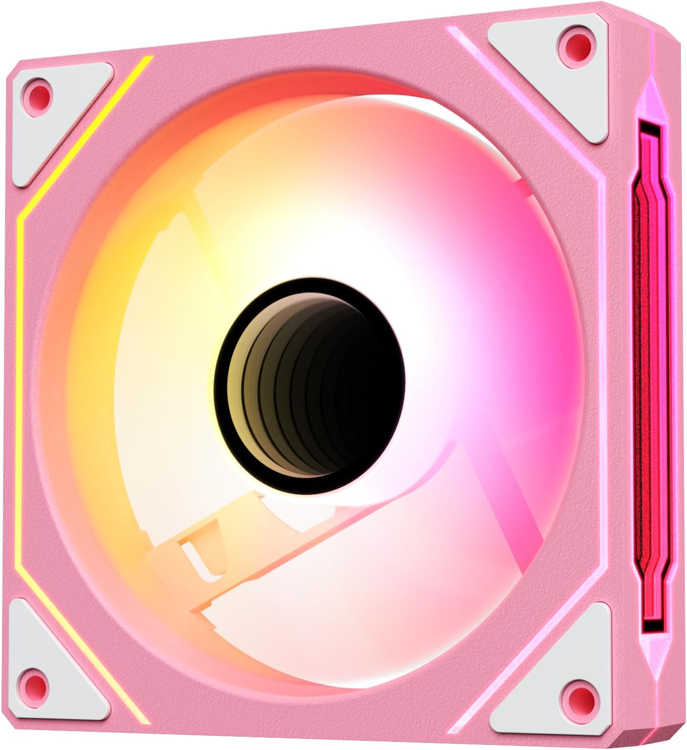 LF120 120mm ARGB Case Fan with Infinite Mirror Design & PWM Smart Control, Fluid Dynamic Bearing, Nine Blades Design & 8 Rubber Pads for Low-Noise Operation - Pink