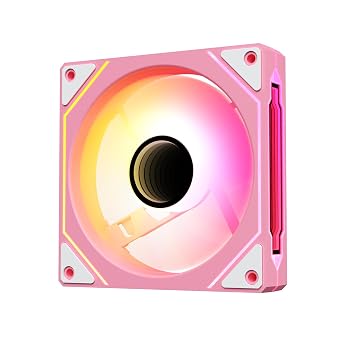 Vetroo LF120 120mm ARGB Case Fan with Infinite Mirror Design & PWM Smart Control, Fluid Dynamic Bearing, Nine Blades Design & 8 Rubber Pads for Low-Noise Operation - Pink