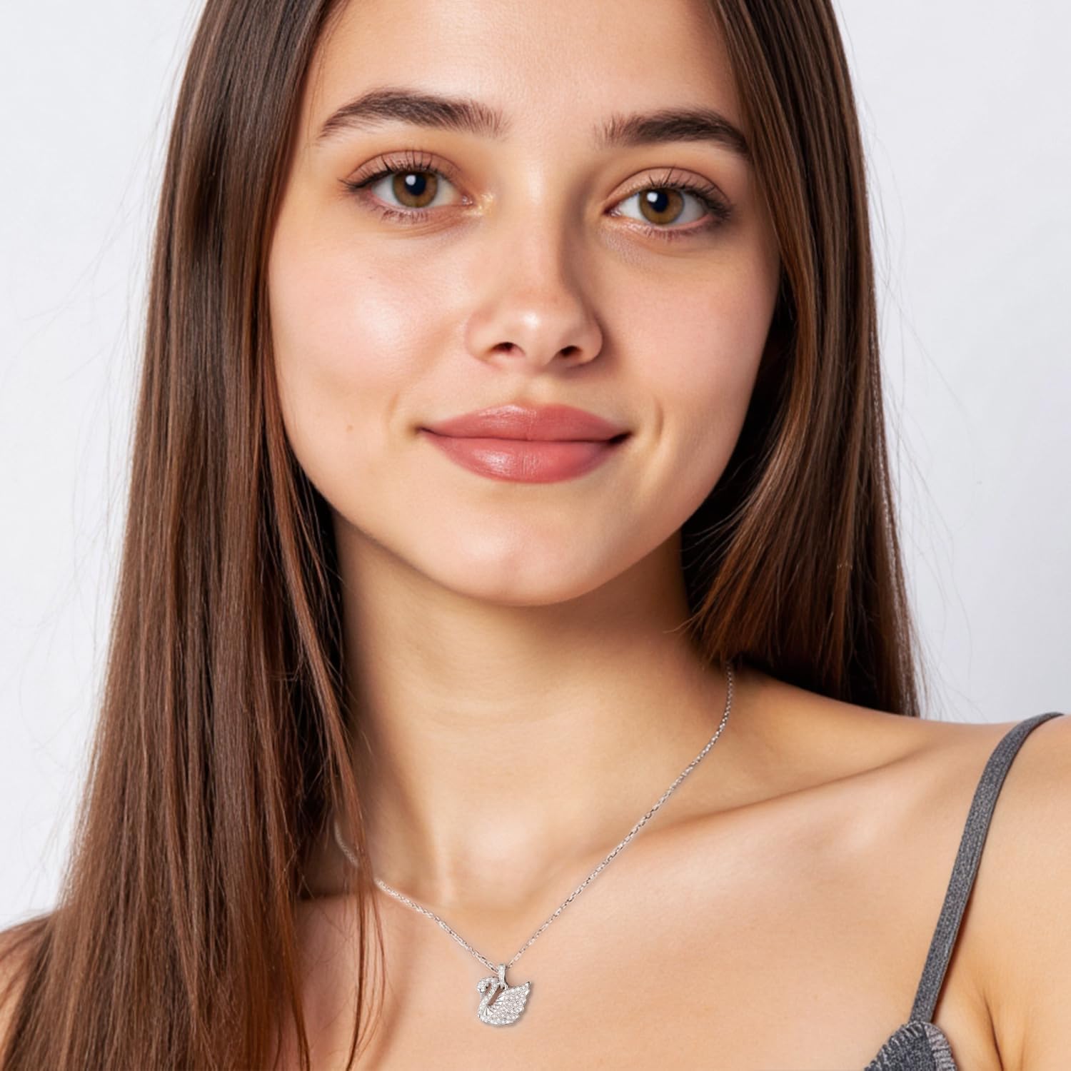 VIKI LYNN 925 Sterling Silver Cubic Zirconia Elegant Swan Pendant Necklace for Women - Image 2