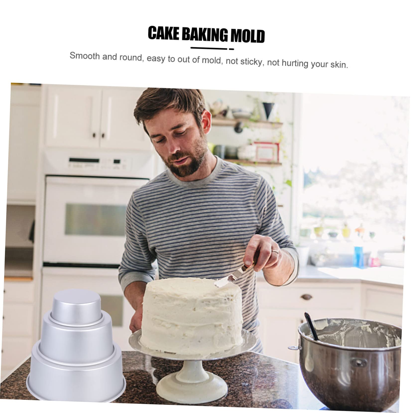 Cabilock 3Pcs Round Cake Baking Mold Cake Molds for Mousse Pastry and Baking Nonstick and DIY Cake Pan for Home and Bakery Use