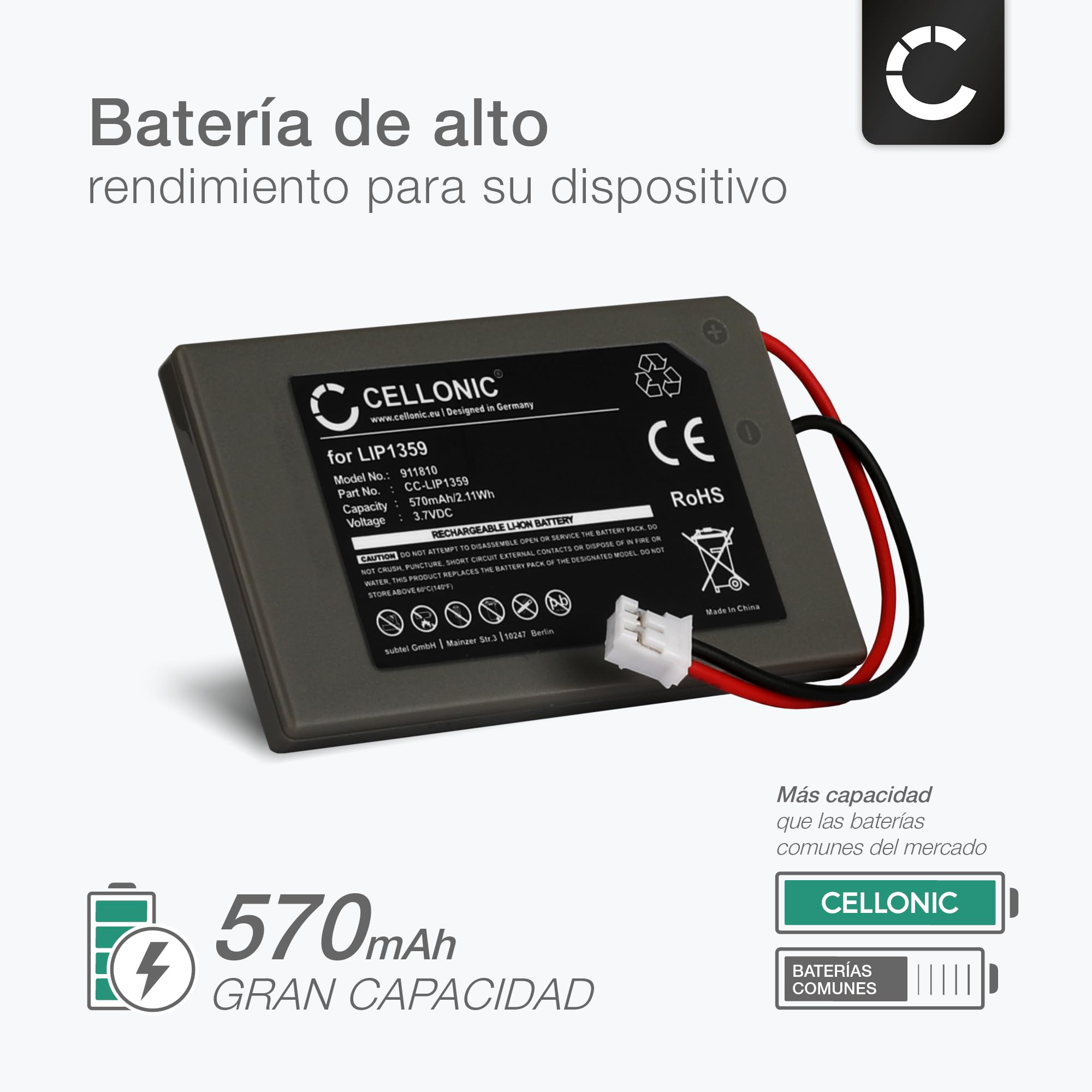 CELLONIC, Batería para Consola de Juegos Compatible con Sony Dualshock 3 Wireless Controller (3.7V, 570mAh)