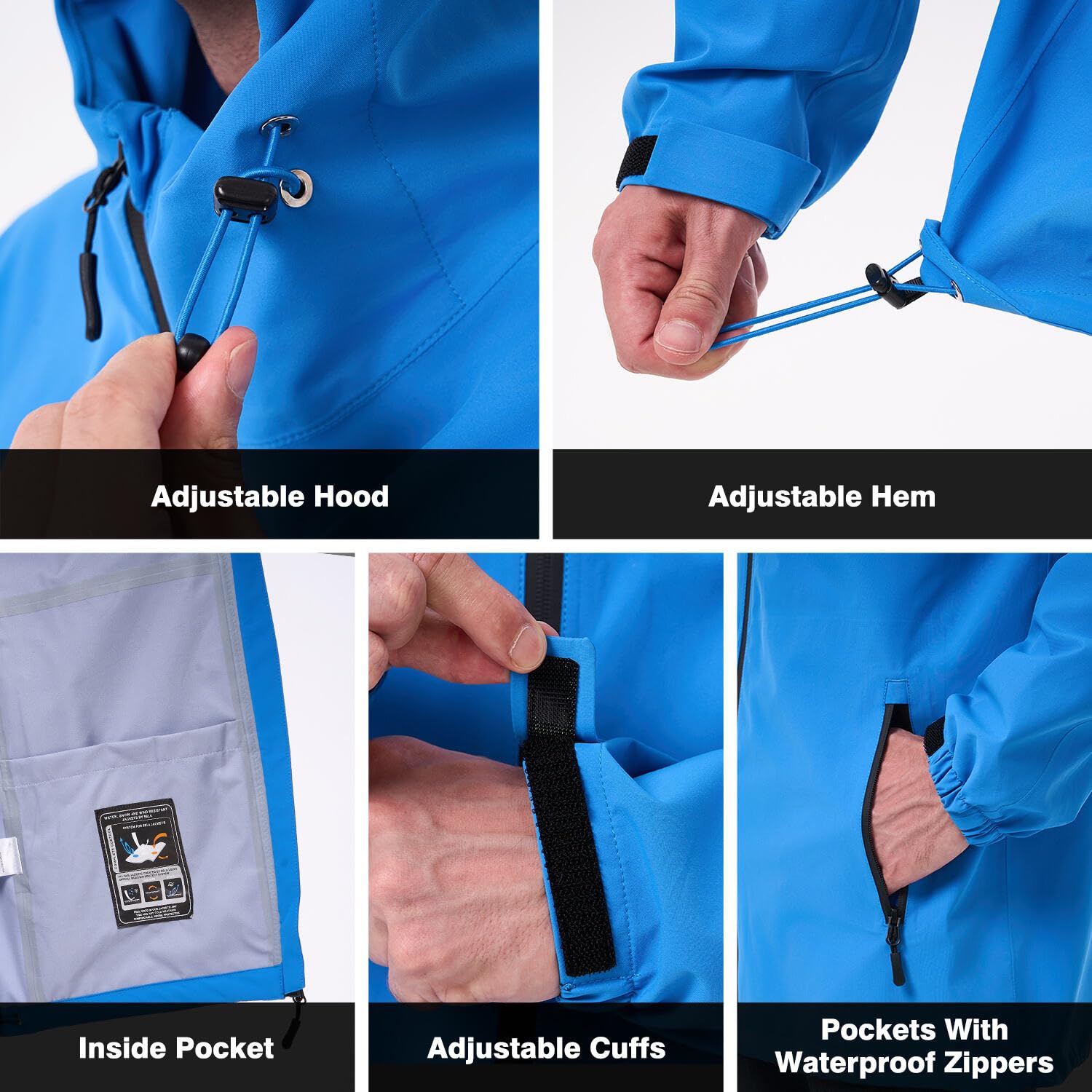 Veste de pluie pour homme Imperméable Vestes d'extérieur pour homme Veste légère de loisirs Respirante Vélo Veste de pluie avec capuche