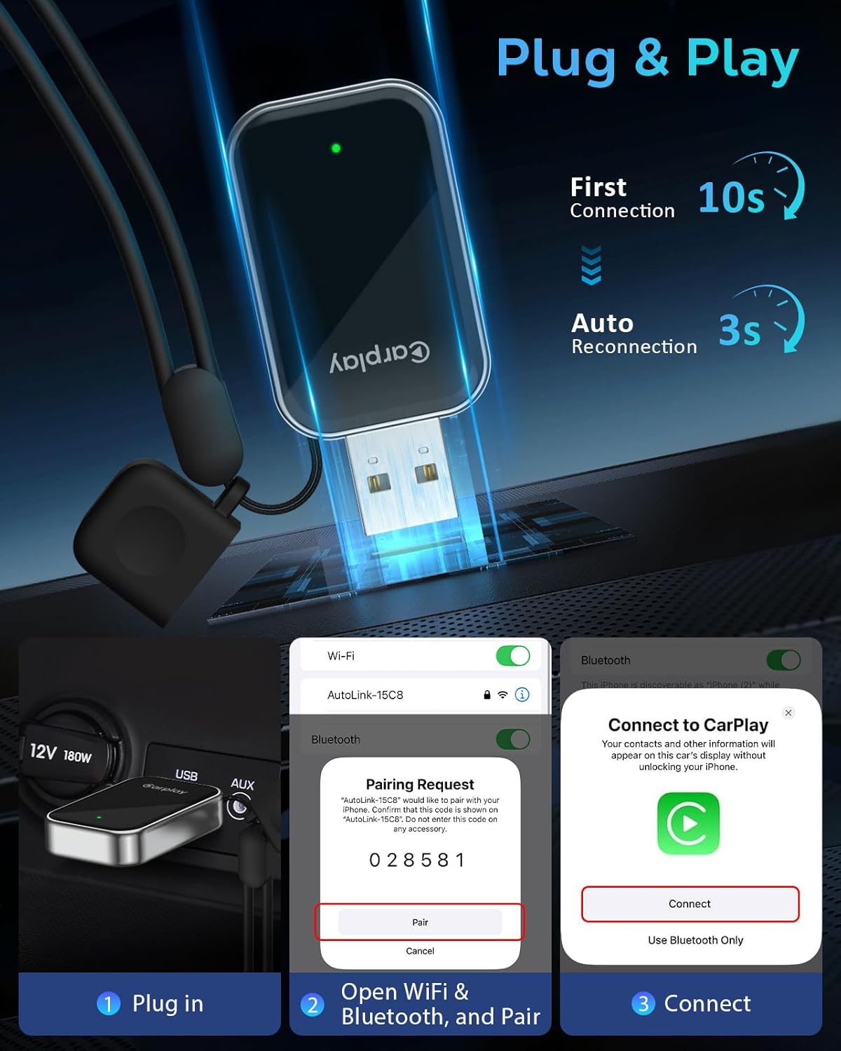 Step-by-step setup guide for MoKo Wireless CarPlay Adapter
