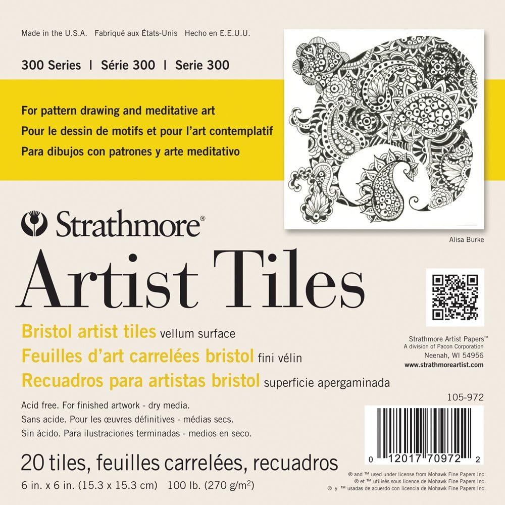 Strathmore Artist Tiles 6"X6" 20/Pkg-Bristol Vellum -62105972, White