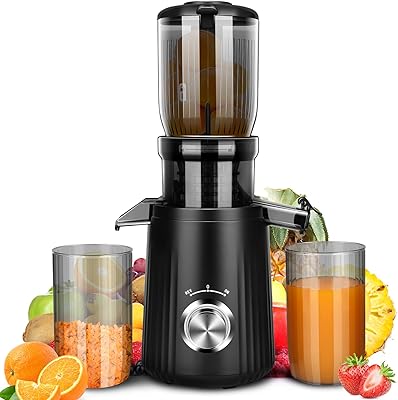 Cold Press Juicer,4.4"Large Feed Chute Slow Masticating Juicer Machines w/ 2 No-Metal Filters,Self Feeding Juice Extractor Easy Clean,Quiet Motor Juicer Machine
