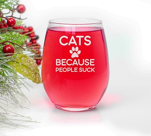 Miniatura 5 de Cat Because People Suck - Copa de vino grabada sin tallo - Cat Mom - Para los amantes de las mascotas - I love my cat - My Cat and I Talk - Crazy