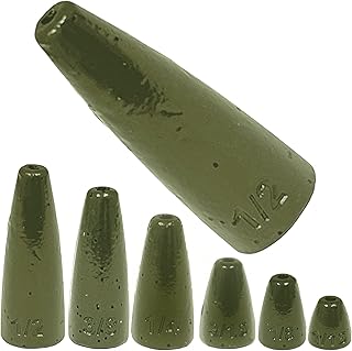 Reaction Tackle Lead Worm Weights Bullet Shaped Sinkers with Size Stamped - Bass Fishing Tackle Sinkers Fishing Weights (25-Pack)