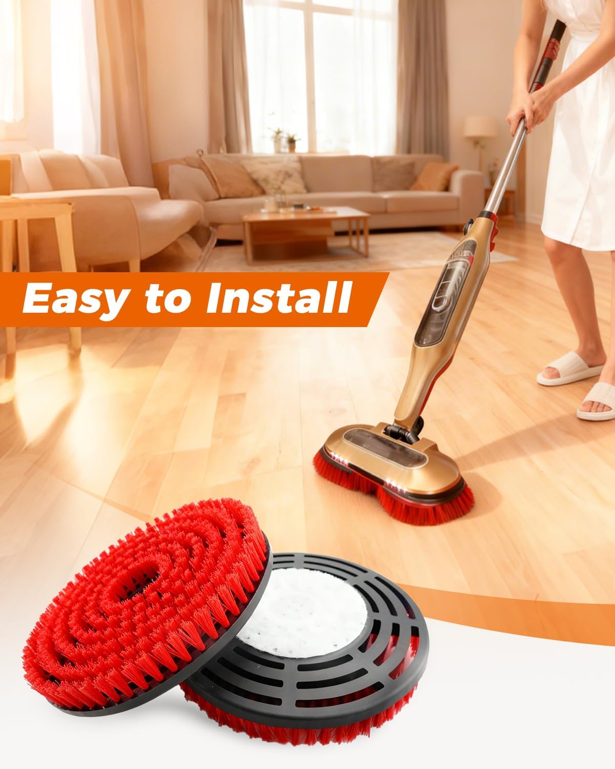 Steam Mop Replacement Brush Head and Scrub Red-Gray Fit for Shark Steam Mop S7000 S7001 Series Deep Cleaning, 4Pcs