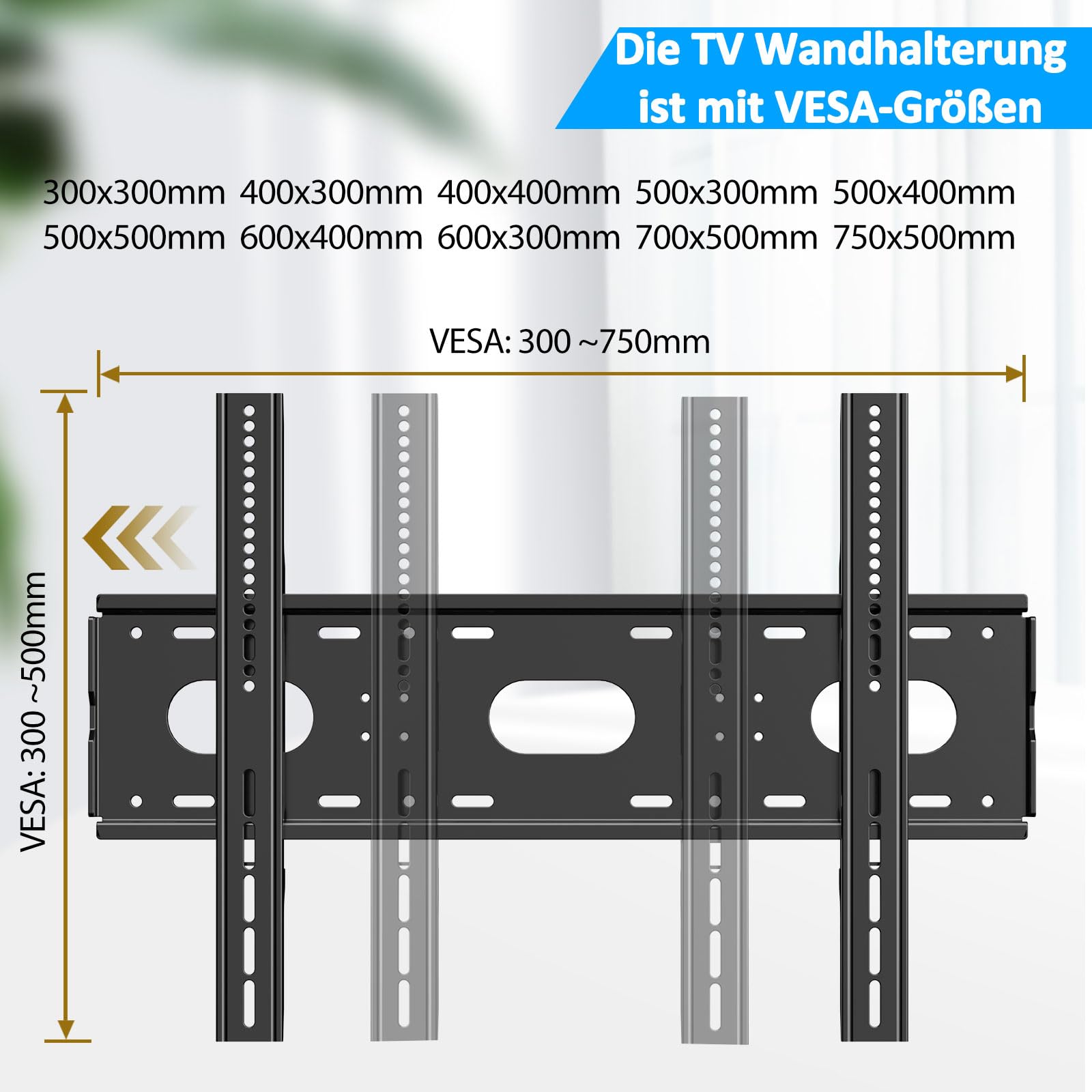 Soporte de pared inclinable para televisores de 42 a 90 pulgadas, LCD LED o monitor de hasta 100 kg, VESA máx. 750 x 500 mm, ultra fino, pesado, soporte de pared para TV