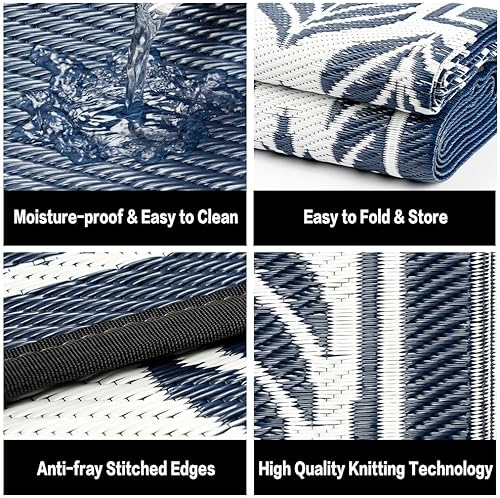 Miniatura 12 de HUGEAR Alfombra de exterior para patios, impermeable, alfombra de exterior grande, hecha de paja de plástico reversible, para campamento, caravana