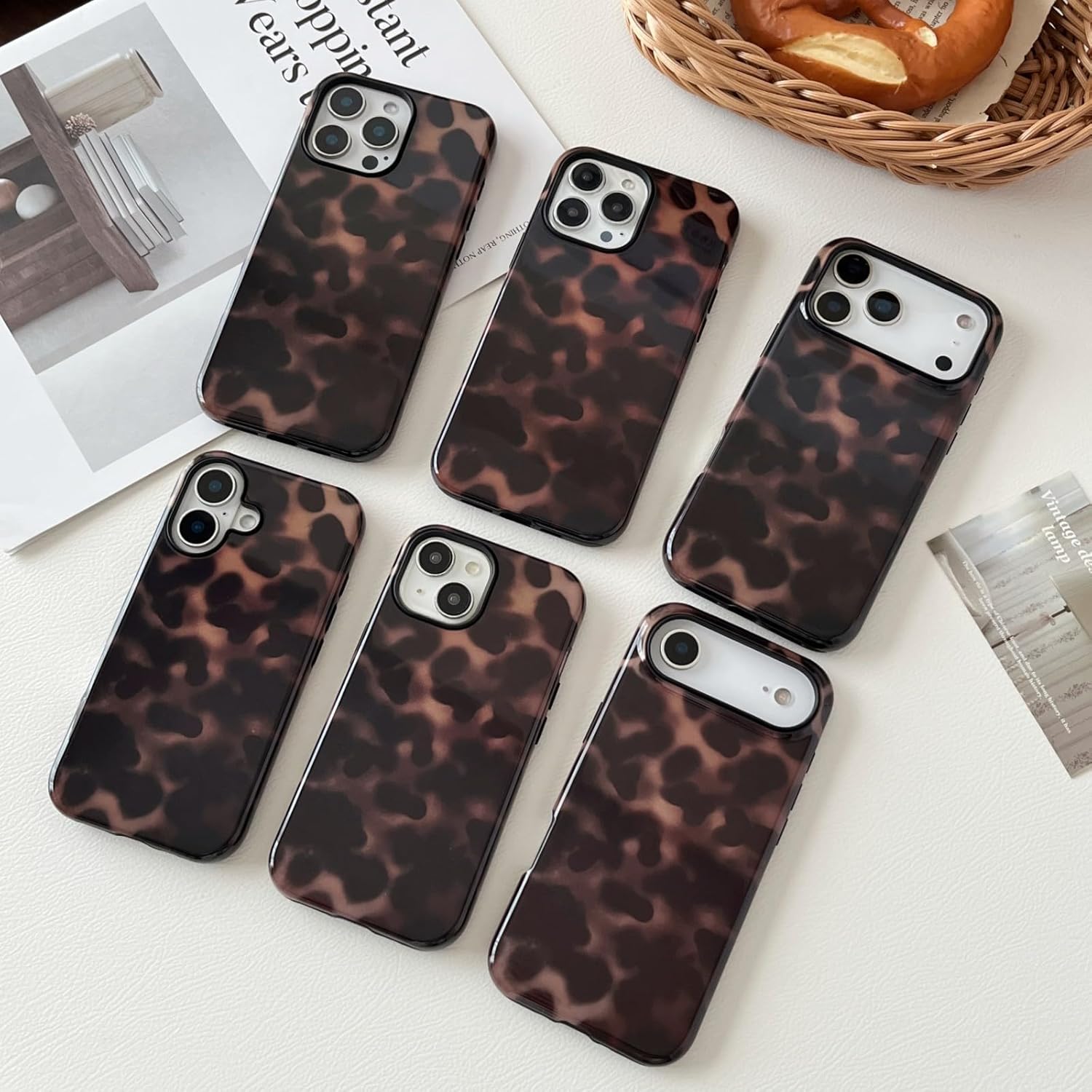 Compatible with iPhone 16 Pro Max Case Tortoise Shell Phone Case for Women Girl Shockproof TPU and Hard PC Protective Cover - Amber Brown Leopard - Image 3