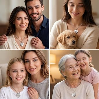 PHOCKSIN Customized Photo Locket Necklaces for Women Personalised Love Heart Necklace for Girls Silver Heart Locket Necklace for Women