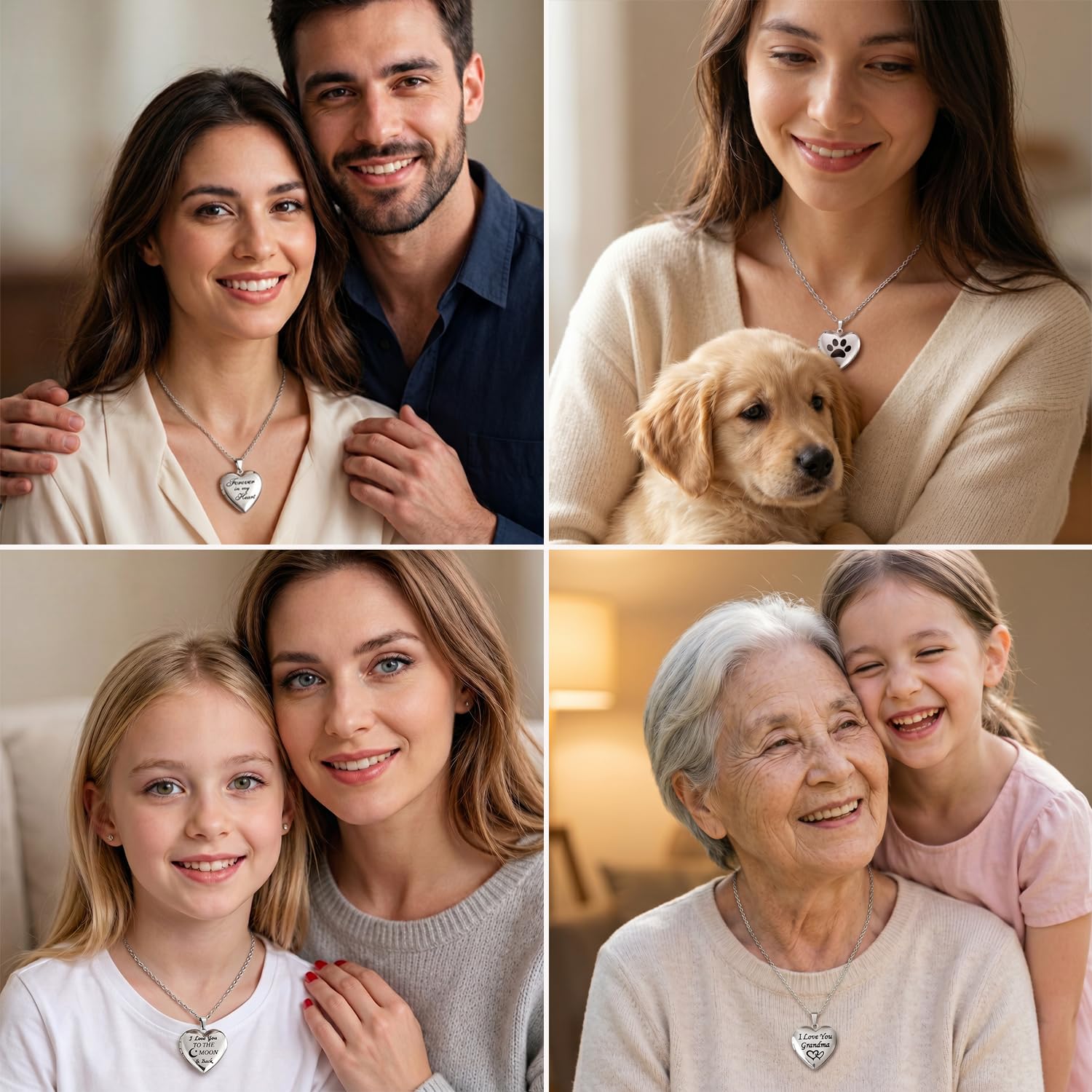 PHOCKSIN Collier avec médaillon en forme de cœur pour photos - Cadeau amusant pour la fête des mères, un anniversaire - Pour femme, maman, fille, grand-mère, sœur, grand-mère