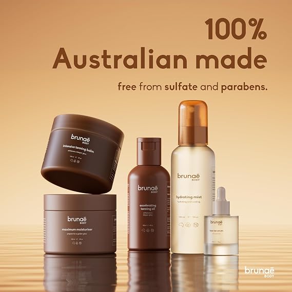 BRUNAE BODY Intensive Tanning Bed Balm [FOR DARKER & FASTER TAN] - Natural Tan Accelerator Lotion for Sunbed - Sun Tanning Lotion for Women & Men with Tamanu & Acai Oil - 100% Vegan & Australian Made | Sun Tanning Lotion for Women & Men - Deep Tan Accelerator for Sunbed with Tamanu & Acai Oil - 100% Vegan - Australian Made