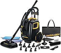 McCulloch MC1385 Deluxe Canister Steam Cleaner: Chemical-Free, 23 Accessories, 120-Min Runtime for Home, Car, Tile & Grout