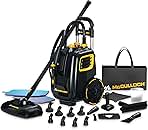 McCulloch MC1385 Deluxe Canister Steam Cleaner, 2-Hour Runtime, Chemical-Free, 23 Accessories: Mop Head, Brushes & More - Built for Home, Tile, Carpet, Furniture, & Personal Car Detailing