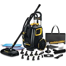 McCulloch MC1385 Deluxe Canister Steam Cleaner, 2-Hour Runtime, Chemical-Free, 23 Accessories: Mop Head, Brushes &amp; More - Built for Home, Tile, Carpet, Furniture, &amp; Personal Car Detailing