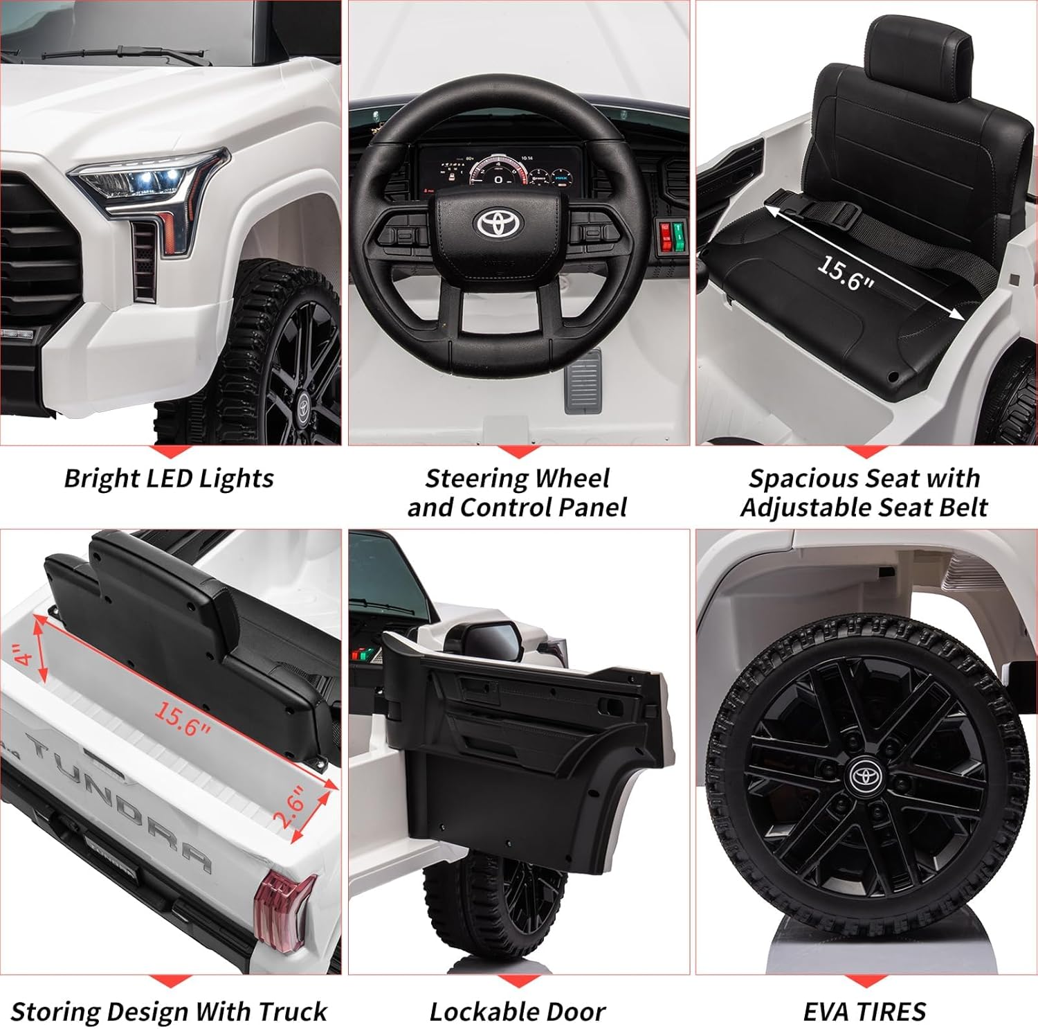 GarveeLife Electric Car for Kids, Licensed Toyota Tundra 12V Ride On Truck Car, Off-Road Kids Pickup Car w/Remote, Spring Suspension & 3 Speeds, LED Headlights, Ride-On Toys for Boys/Girls