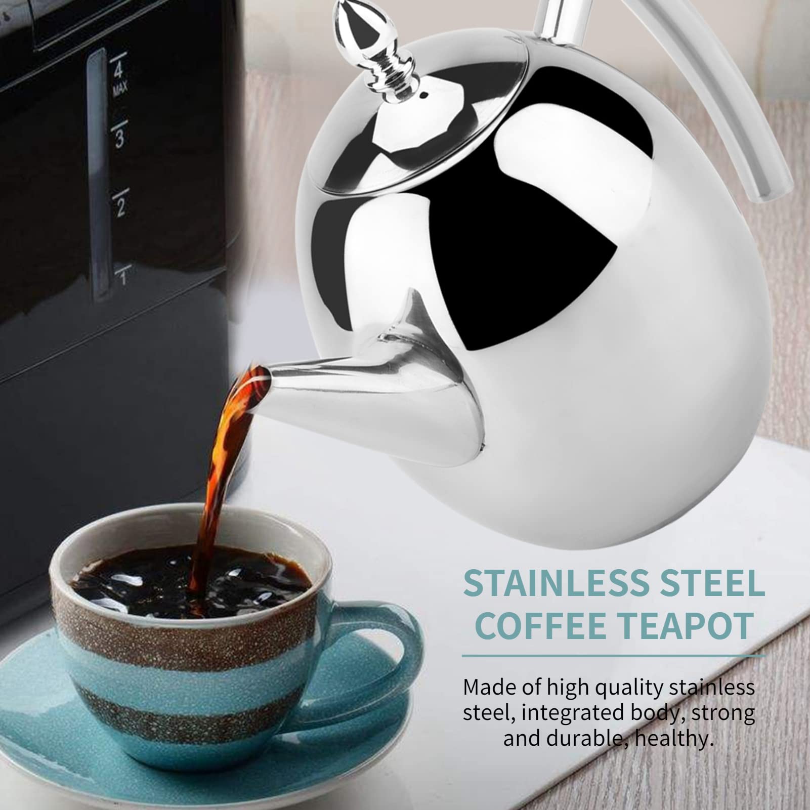 Tetera Con Silbato De Acero Inoxidable 2 Litros Muzrunq - Clásica, Para Cocina A Gas O Eléctrica