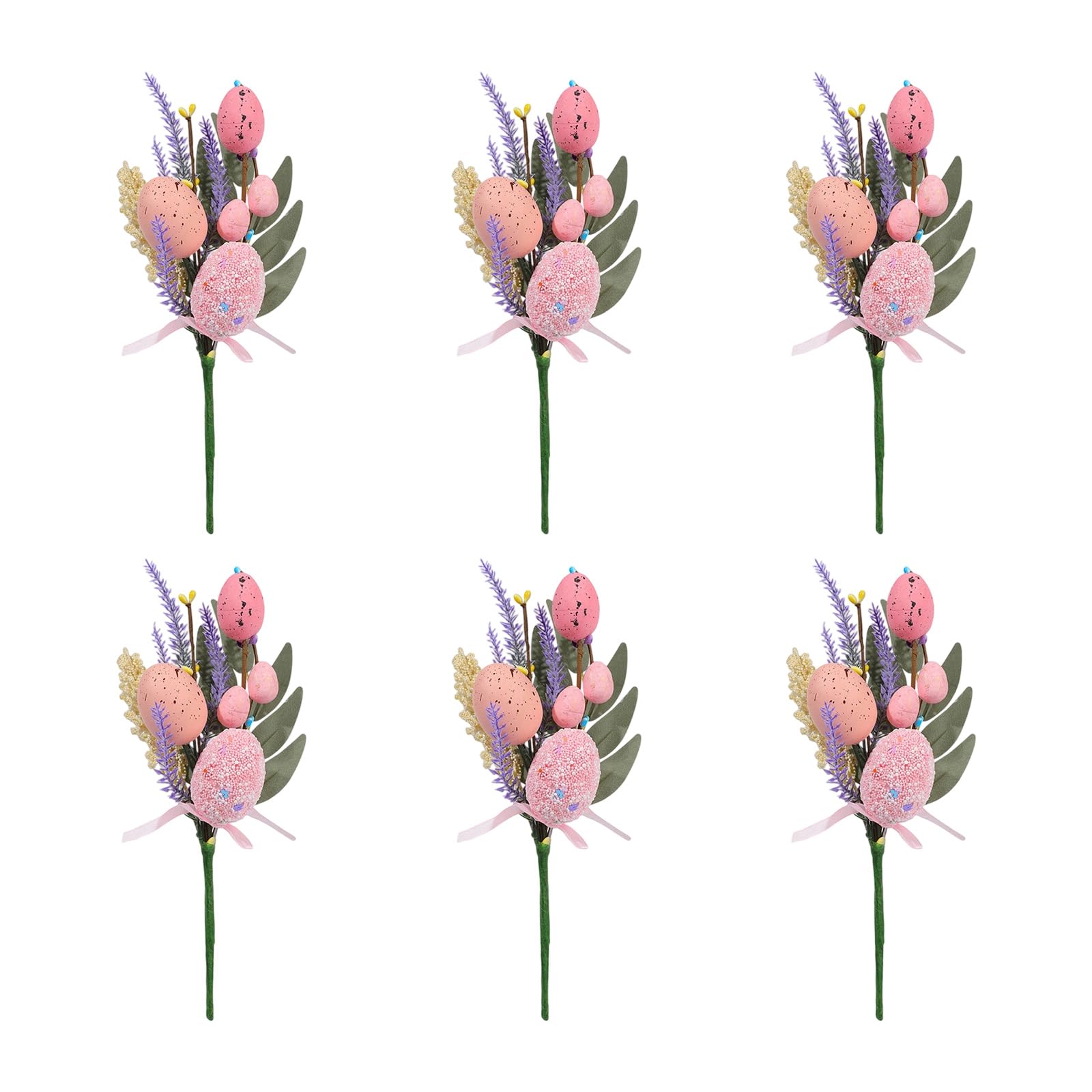 Jazuaiao 6Pcs Easter Eggs Artificial Bouquets Decorative Flower Arrangement for Tabletop Mantel Holiday Party Decoration Easter Eggs Bouquets Artificial
