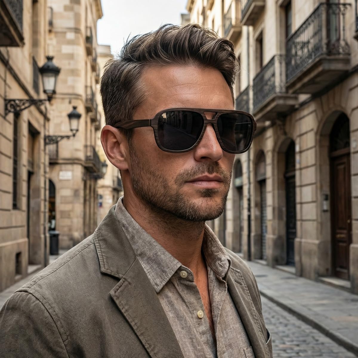 Gafas de sol polarizadas de madera de piloto - Gafas de sol de madera estilo moda con funda de bambú para hombres y mujeres regalos perfectos