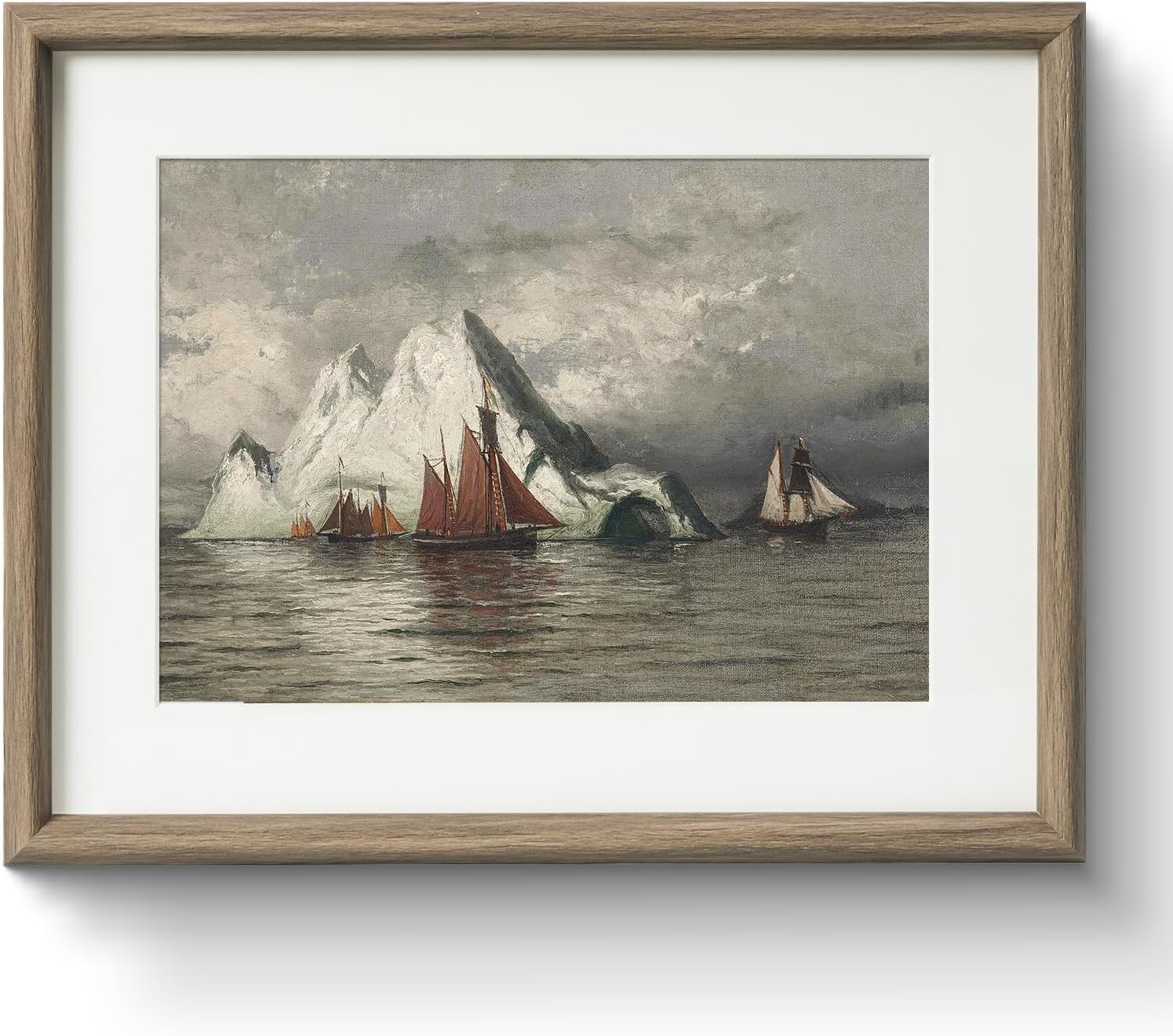 InSimSea Framed Canvas Wall Art with Mat, Boats Coastal