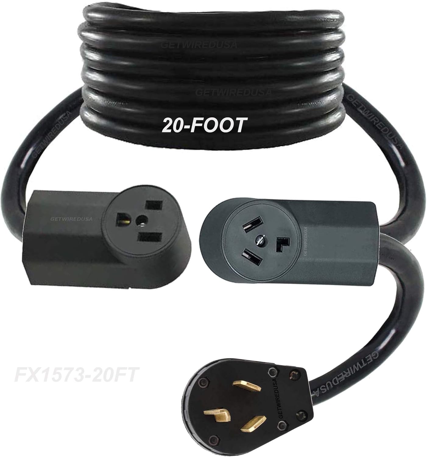 20-Foot Dual-Use Adapter, Extension Cord, 10-30P 3-Pin Dryer Male Plug & 10-30R Female Dryer Receptacle To A Welder 6-50R 3-Pin Receptacle Outlet Adapter FX1573-20FT