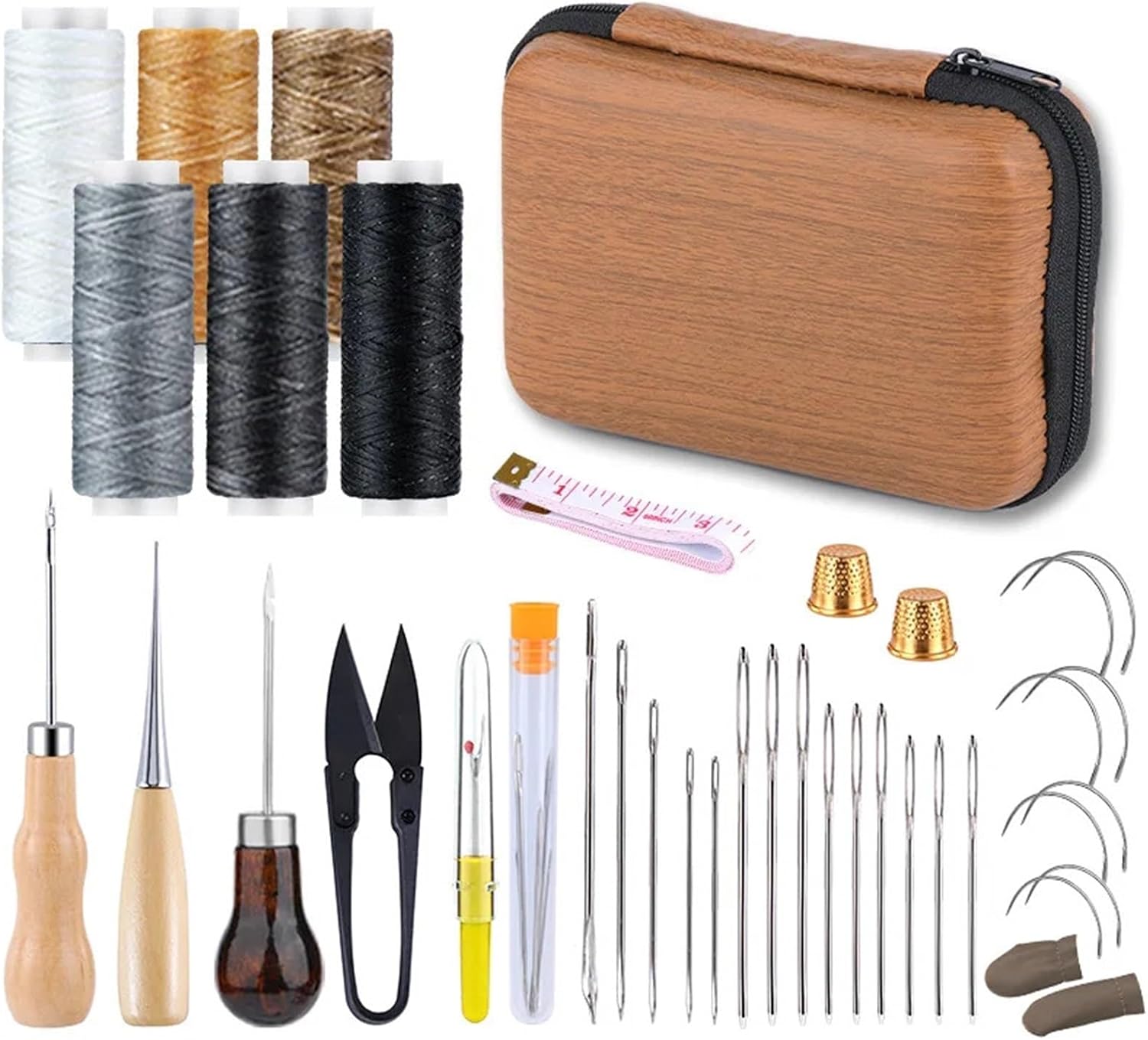 Anenog Sewing Kit for Adults 2Set Upholstery Repair Kit, Heavy Duty Sewing Kit with Needles, Sewing Awls for Hand Stitching Car Sofa Shoe Backpack Craft DIY