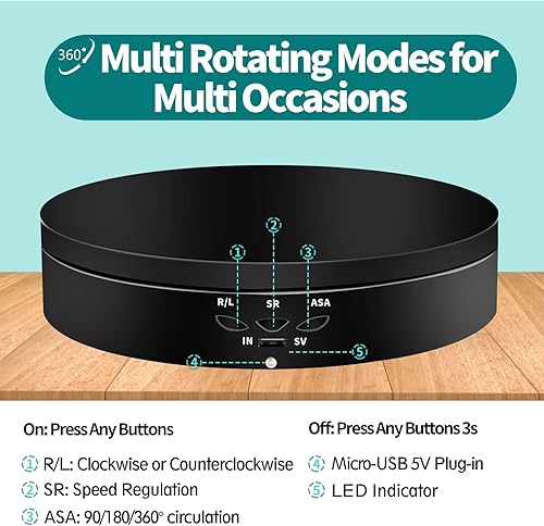 Miniatura 2 de Soporte de exhibición giratorio motorizado, carga de 5.74 pulgadas22 libras, soporte giratorio electrónico de 360 grados para exhibición de