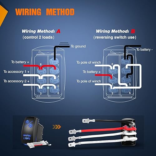 Vista 98 de Interruptor de direccional Nilight azul de 4 pines ON OFF ON, interruptor basculante SPDT grabado con láser, interruptores de palanca 12 V 20 A 24 V