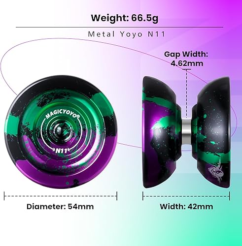 Miniatura 5 de MAGICYOYO Yoyo profesional N11 - Diseño insensible para trucos de adultos, Yoyo adecuado para niños de 8 a 12 años o más, rodamiento sensible de