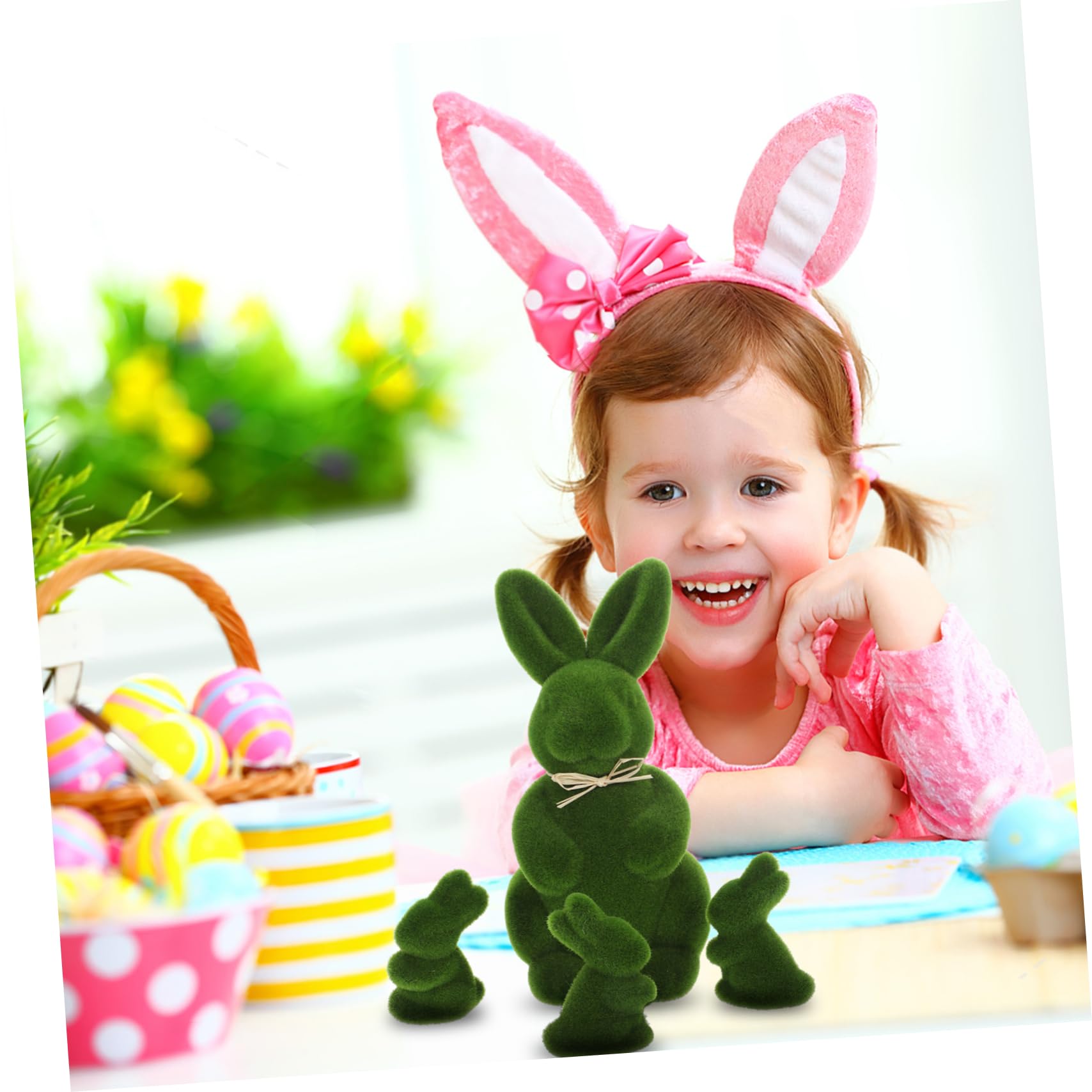 Ciieeo 3 Ensembles Décorations De Lapin De Pâques Lapin Vert Beige Verdure Lapin De Gazon Rabbit Toys Décoration Pâques Décor De Lapin Floqué Lapins De Pâques en Mousse Green 4 Pièces * 3