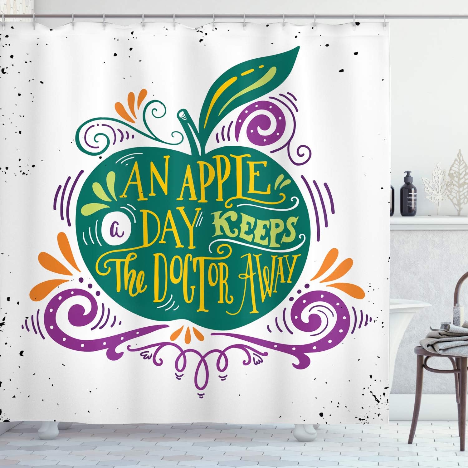 Ambesonne Saying Shower Curtain, Apple Writing Print